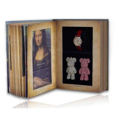 梵高蒙娜丽莎时尚女腕表礼盒装送2只可爱小熊