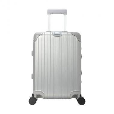 ELLE 铝框万向轮耐用行李箱20寸银色 