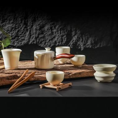 菲米生活沐兮羊脂玉瓷茶具套装 