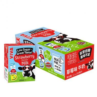 爱尔兰进口韦沃草莓牛奶 200ml*12盒